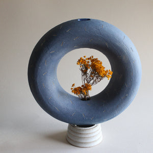 Cobalt Blue Confetti Doughnut Vase