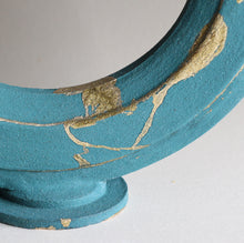 Load image into Gallery viewer, SLIGHT SECOND: Teal Doughnut Vase with Kintsugi
