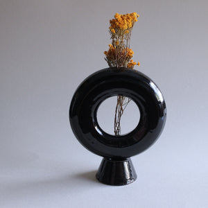 Small Black Doughnut Vase