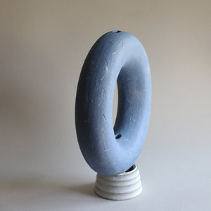 Cobalt Blue Confetti Doughnut Vase