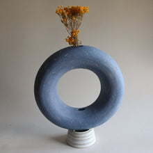 Load image into Gallery viewer, Cobalt Blue Confetti Doughnut Vase
