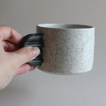 Load image into Gallery viewer, Speckled Cup with Contrast Black Handle
