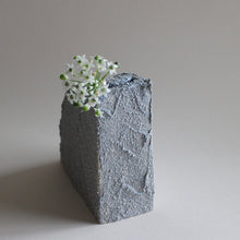 Load image into Gallery viewer, Textured Geometric Blue Grey Ikebana Vase
