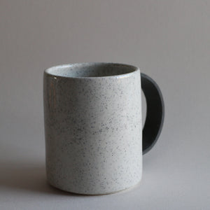 Speckled White Mug with Contrast Black Handle